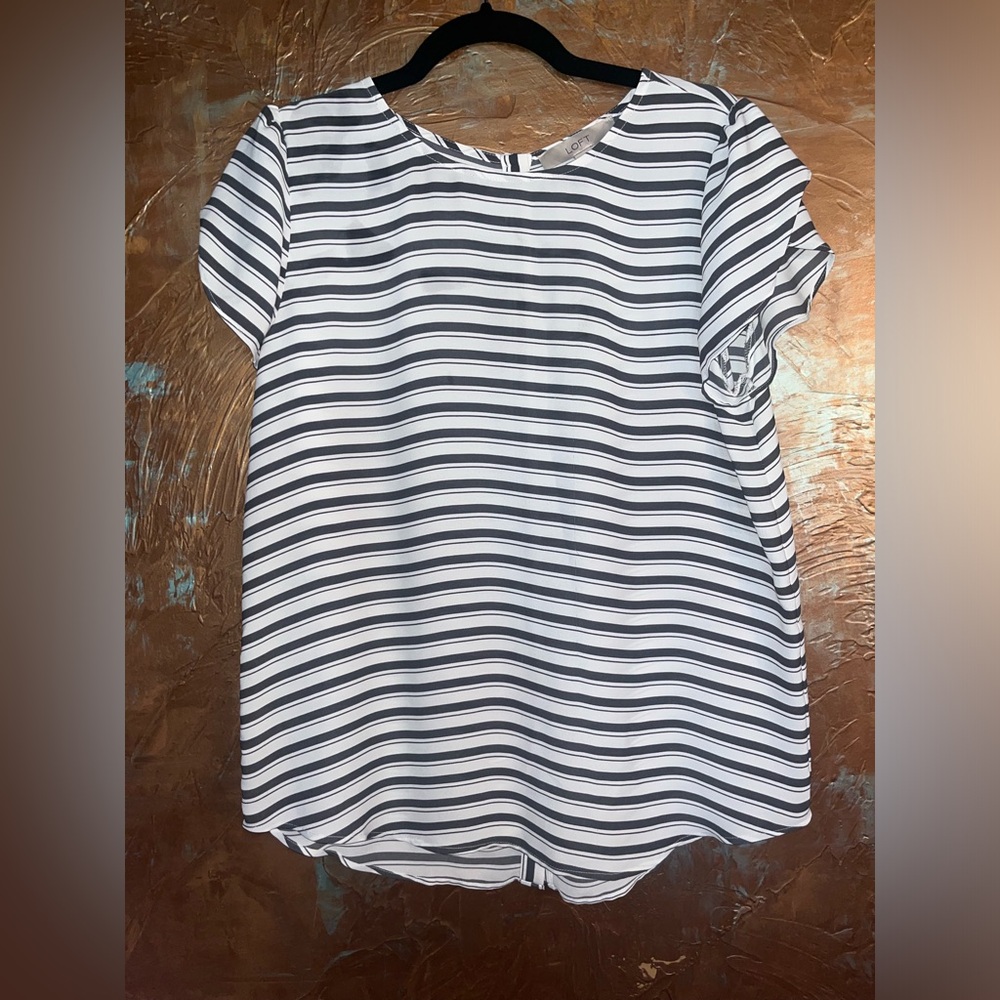 Gray and White Stripe business casual dress shirt